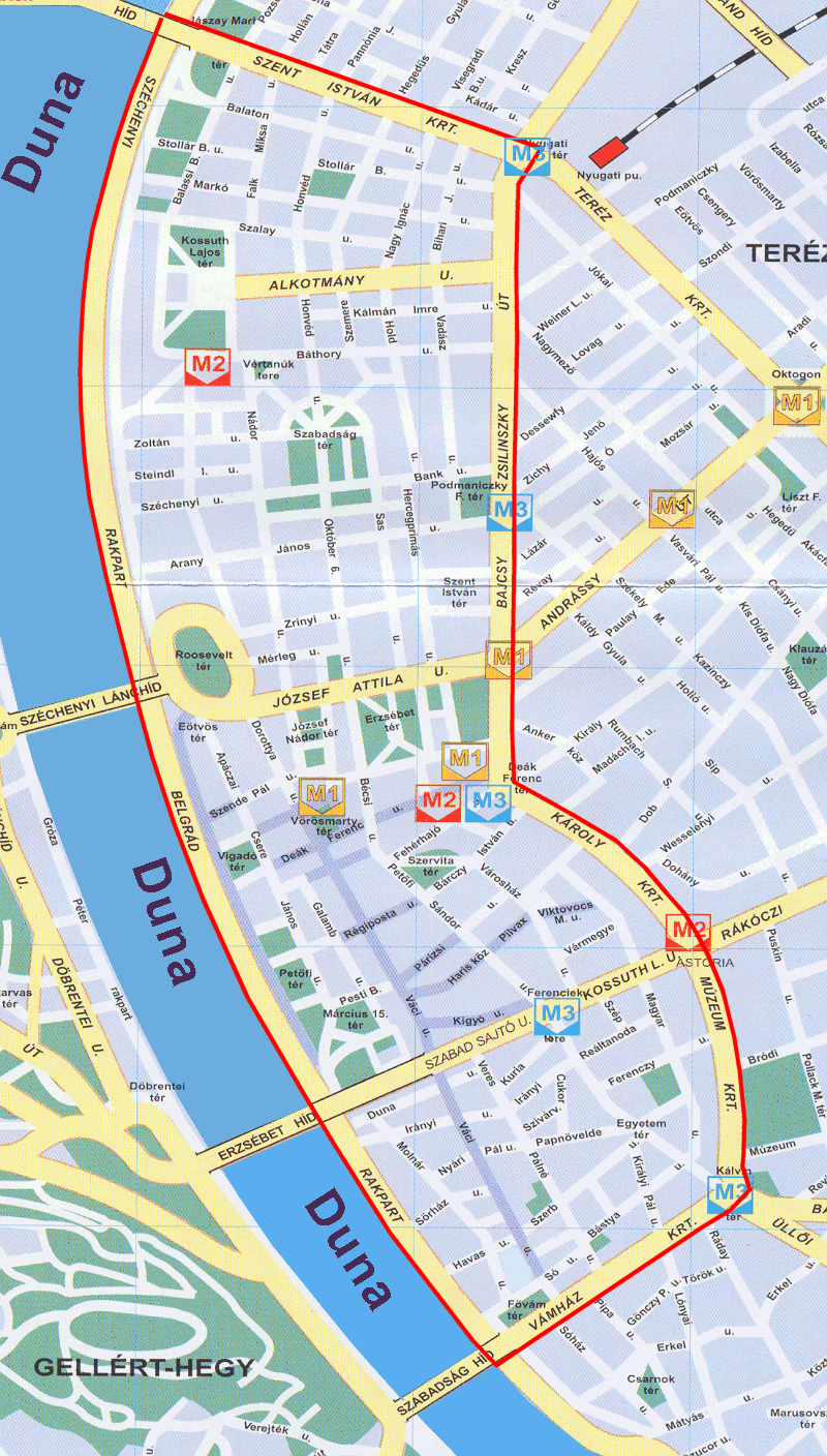 Budapest   Downtown Map